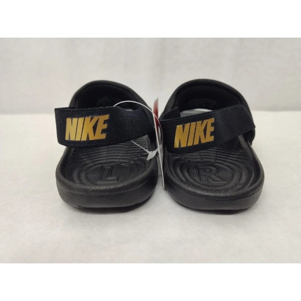 Nike Toddler‎ Kawa Slides Sandals BV1094-003 Black Metallic Gold Sz 10